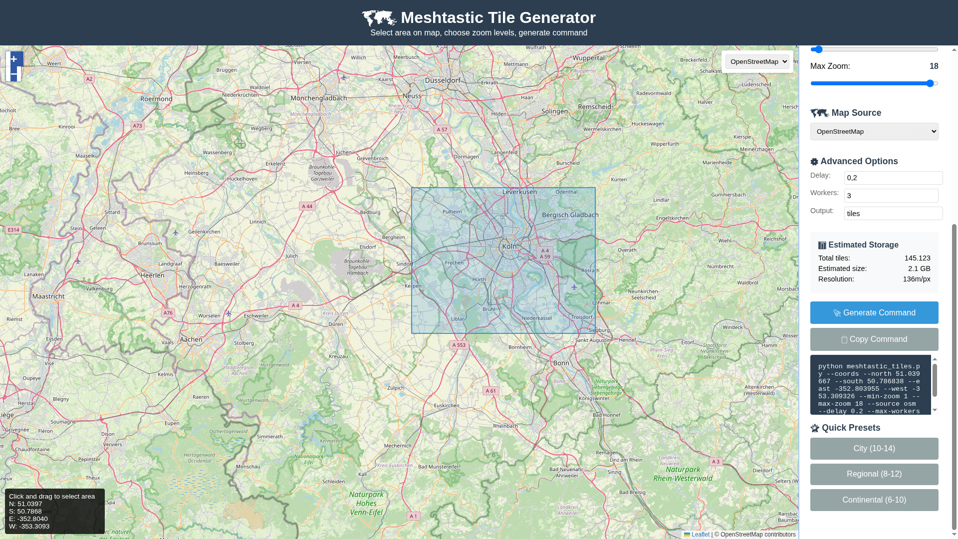 Kartenausschnitt in der Browser-Oberfläche